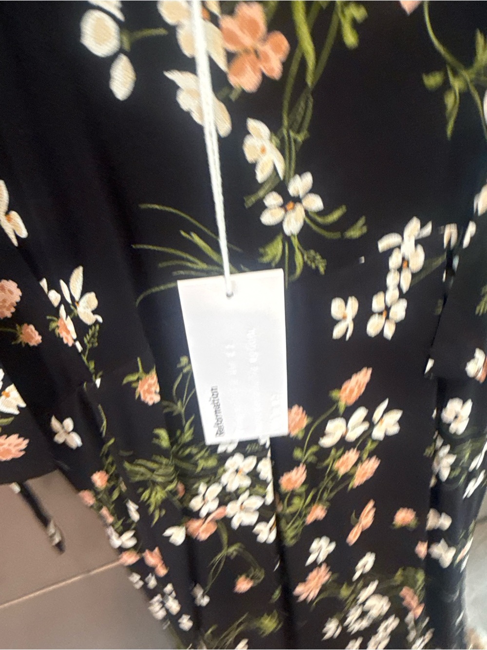 NWT Reformation Black Maxi Skirt with Pink & White Floral Print - Picture 4 of 4
